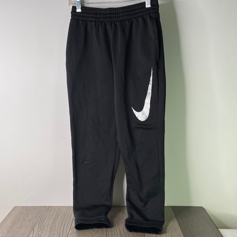 Nike Kids Size Large Black Joggers with White Logo - 953